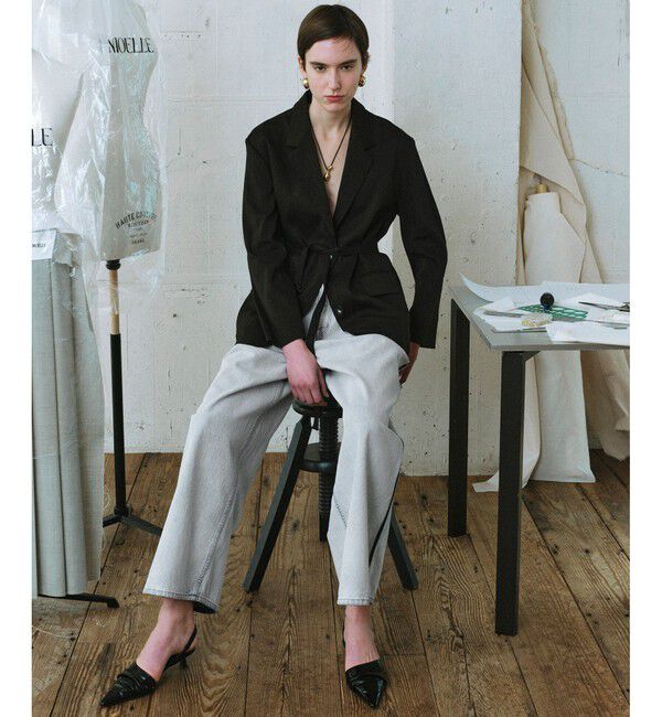 ADAM ET ROPE'「【EMOELLE】・【サステナブル】ドレスデニムパンツ」|デニム|