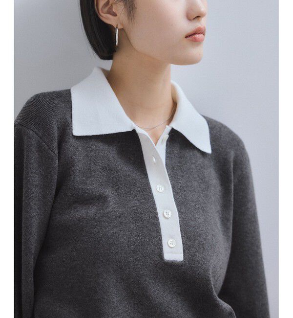 WEB限定】・【サステナブル】バイカラーポロニットプルオーバー（ADAM