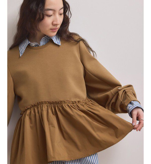 ADAM ET ROPE'「【WEB限定】ペプラムコンビプルオーバー」|Tシャツ・カットソー|