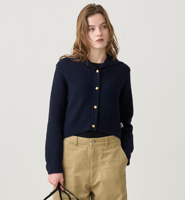 ORCIVAL「ORCIVAL | バーズアイ セーラ―カラーニットカーディガン WOMEN」|カーディガン|