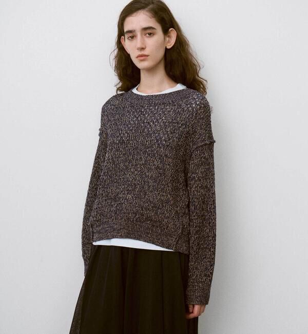 UNFIL「UNFIL | ハニーコンボ メッシュニットプルオーバー WOMEN」|ニット・セーター|NAVY系1