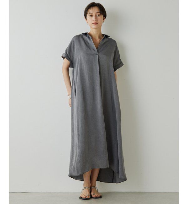 Drawing Numbers「【Drawing Numbers】ピグメントキュプラシャツワンピース」|ワンピース|チャコールグレー