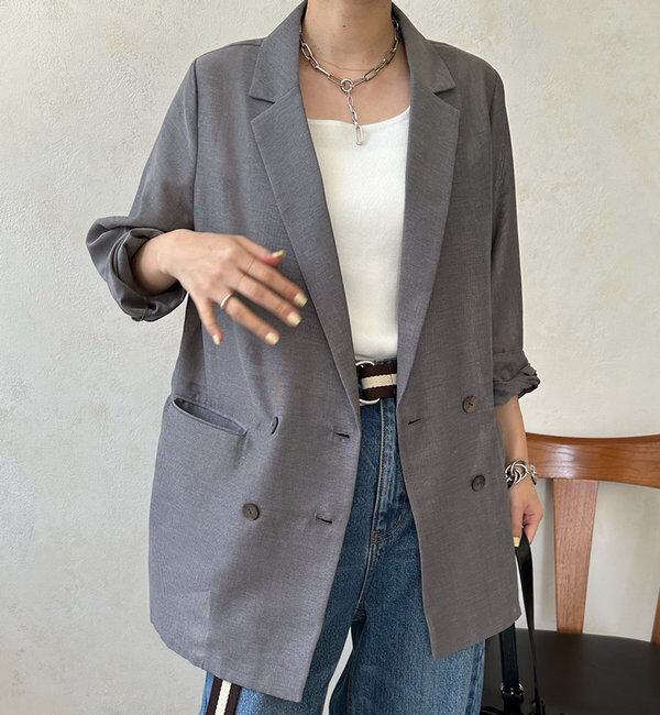  「【ウォッシャブル】シアーダブルジャケット」|テーラードジャケット|