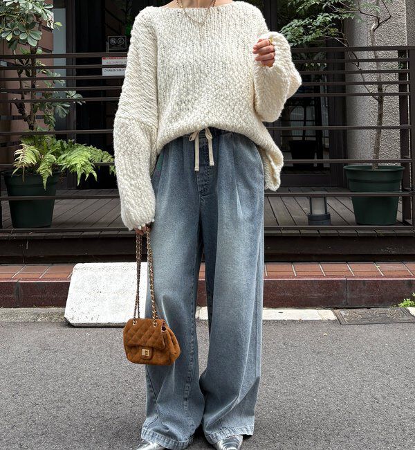  「【新色追加】デニムワイドイージーパンツ」|デニム|