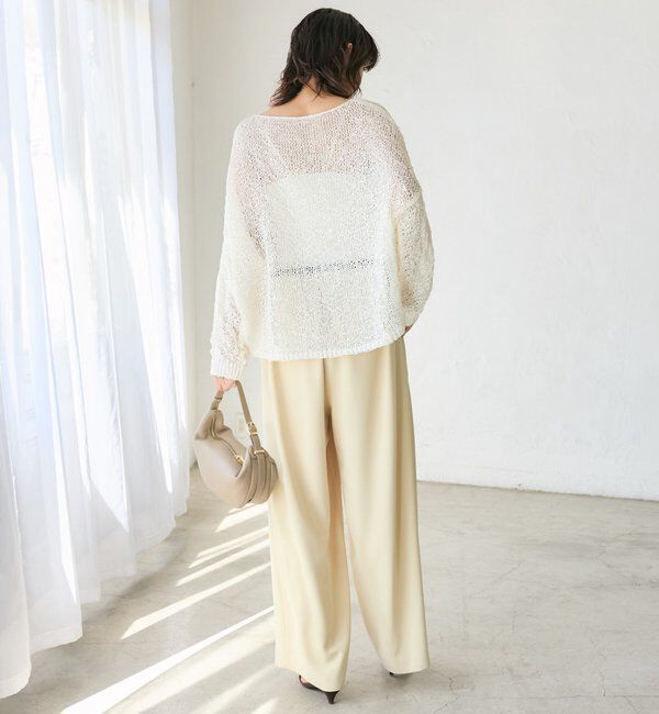  「【ウォッシャブル】【シーズンレスで使える】タックワイドスラックス」|チノ|