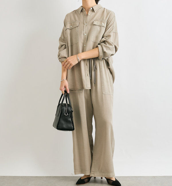  「【セットアップ可能】ガーメントダイワイドパンツ」|チノ|