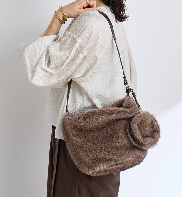  「【シーズンムード高まる】フェイクファーバケット2WAYバッグ」|クラッチバッグ|