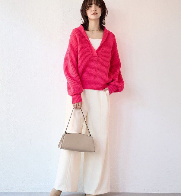  「【a Nice （ア ・ニース）】Twoolワイドパンツ」|チノ|