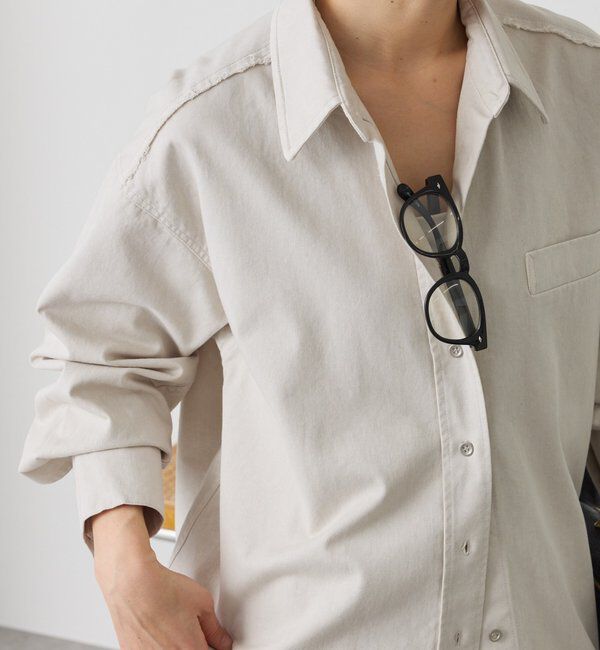  「予約【セットアップ着用可能】ガーメントダイコットンツイルシャツ」|シャツ・ブラウス|ライトベージュ