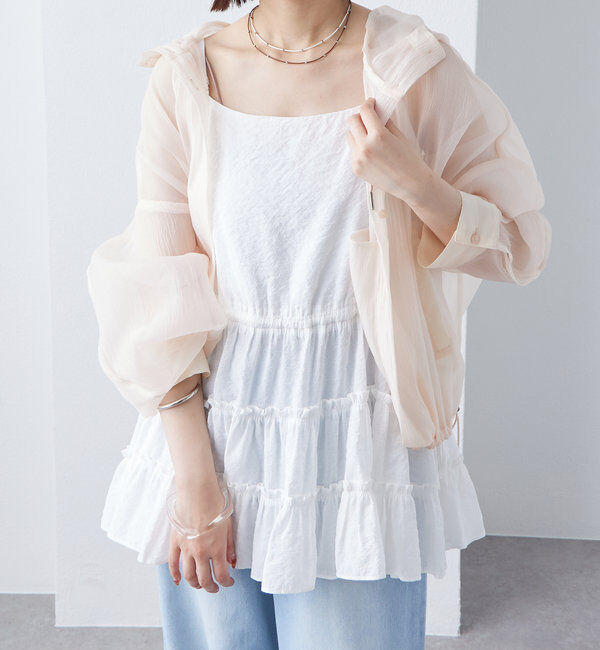  「シアーフーディーシャツ」|シャツ・ブラウス|ベージュ