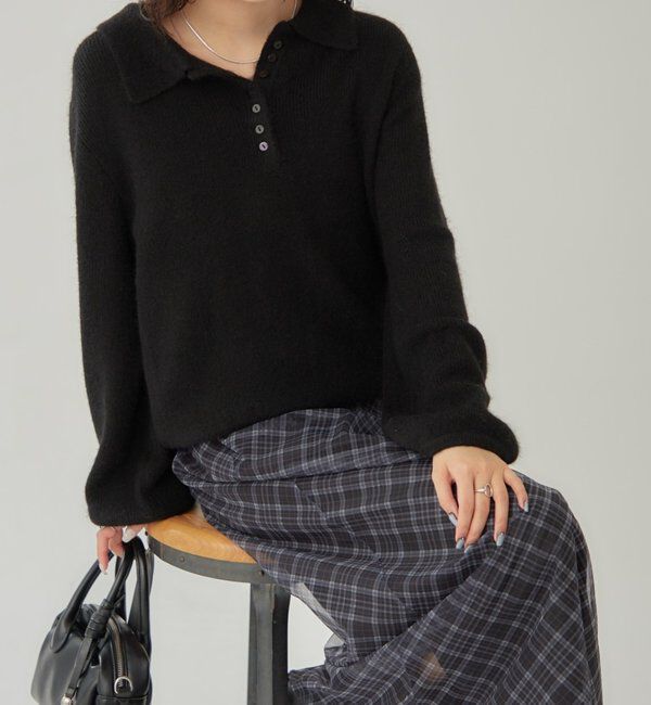  「襟付きロングスリーブニット」|ニット・セーター|