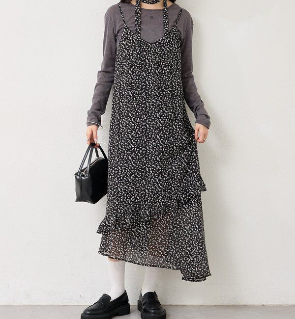  「フラワーヘムキャミワンピース」|ワンピース|