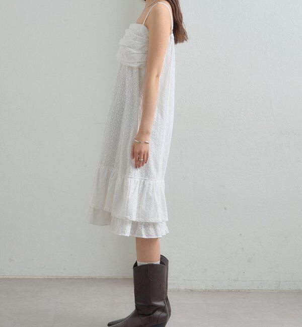  「フラワー刺繍キャミワンピース」|ワンピース|