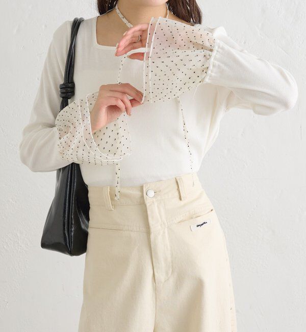  「袖口チュールロンT」|Tシャツ・カットソー|