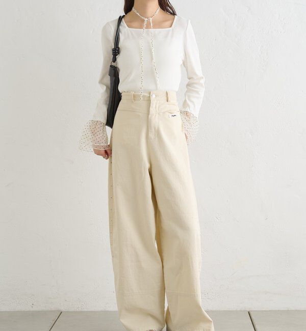  「袖口チュールロンT」|Tシャツ・カットソー|