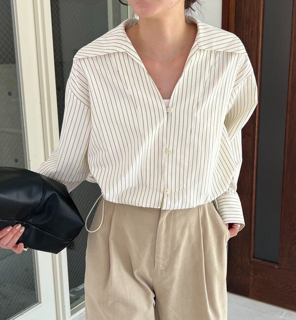  「Vネックストライプショートシャツ」|シャツ・ブラウス|