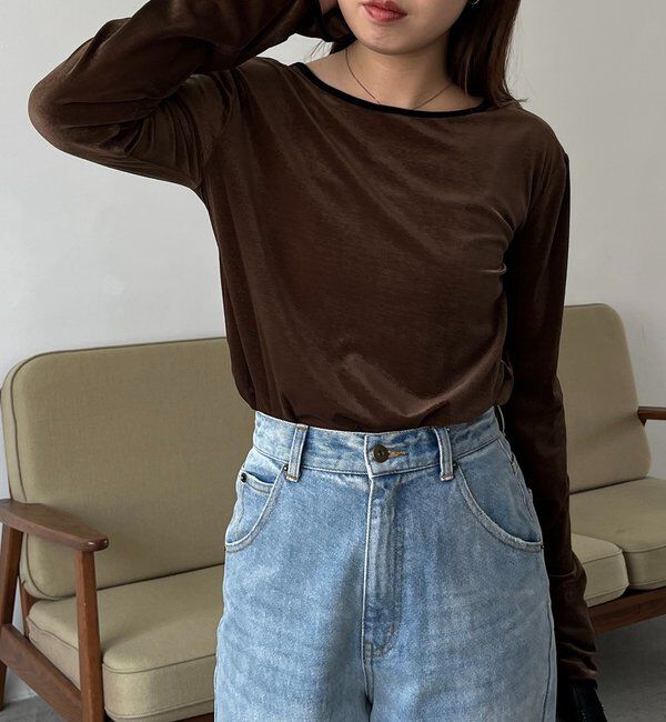  「【前後2WAY】ベロアリンガーTシャツ」|Tシャツ・カットソー|