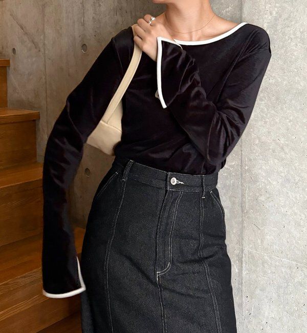  「【前後2WAY】ベロアリンガーTシャツ」|Tシャツ・カットソー|