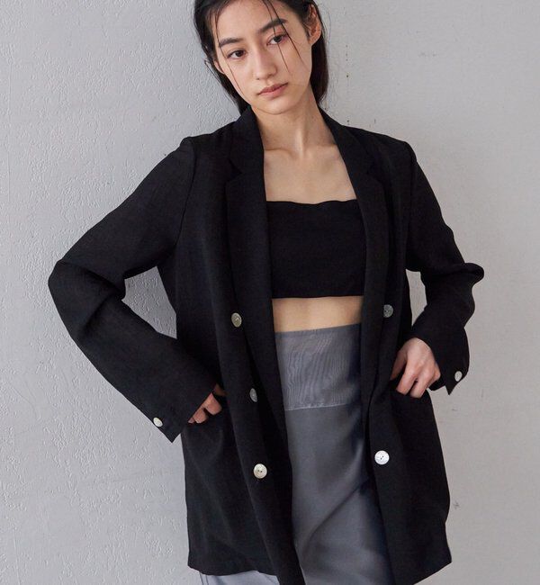  「【26SS予約】シアーウォッシャブルジャケット」|テーラードジャケット|ブラック