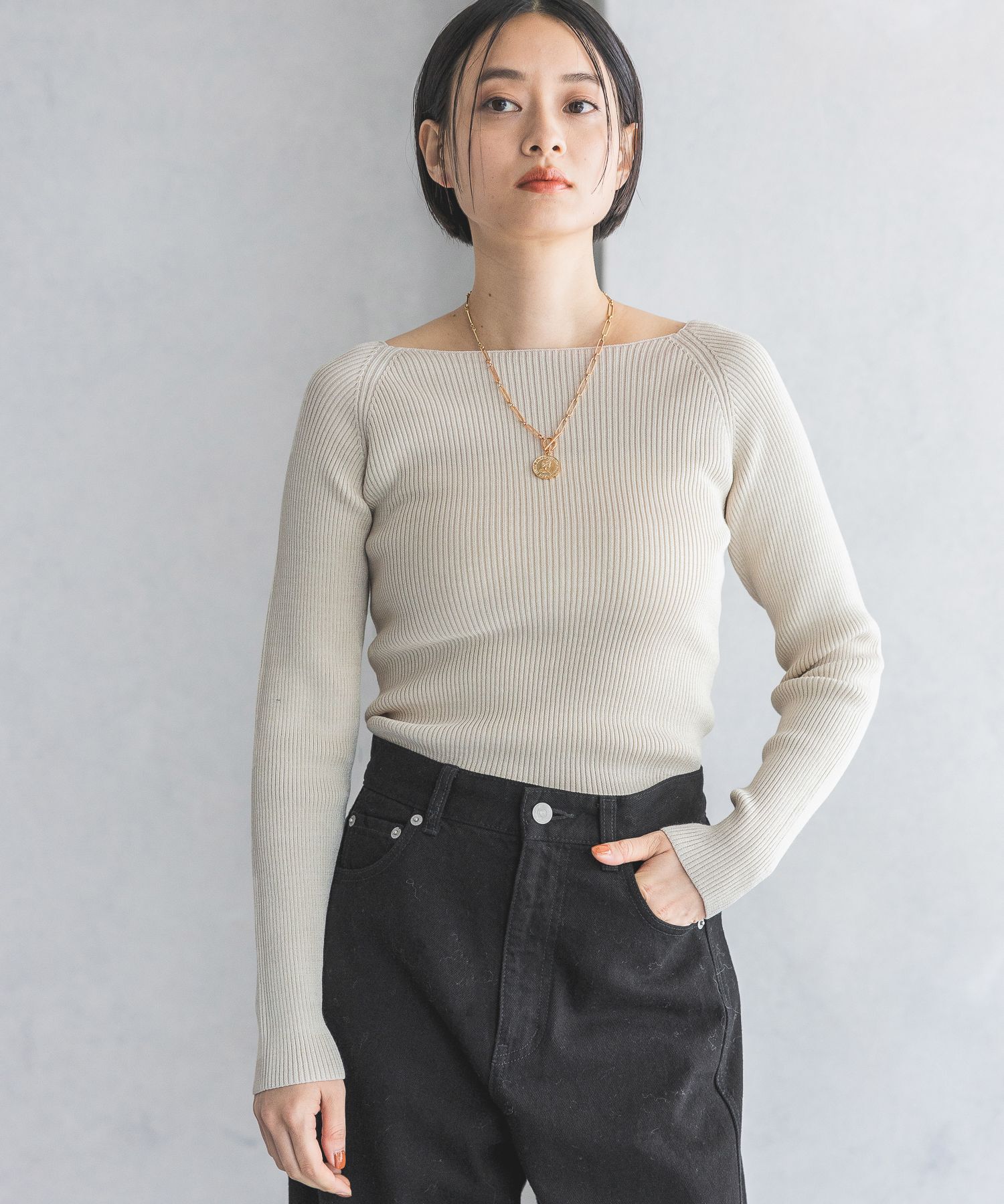 A part by 「2WAYボートネックプルオーバー_長袖」|ニット・セーター|ナチュラル