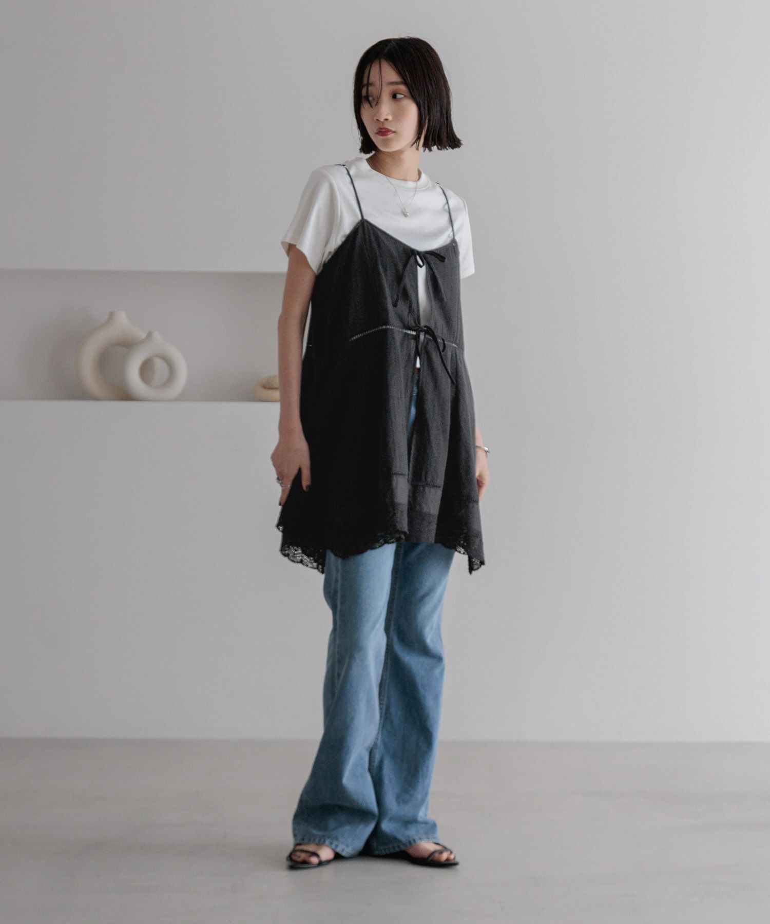 LOWRYS FARM「2WAYコットンレースミニワンピース」|ワンピース|