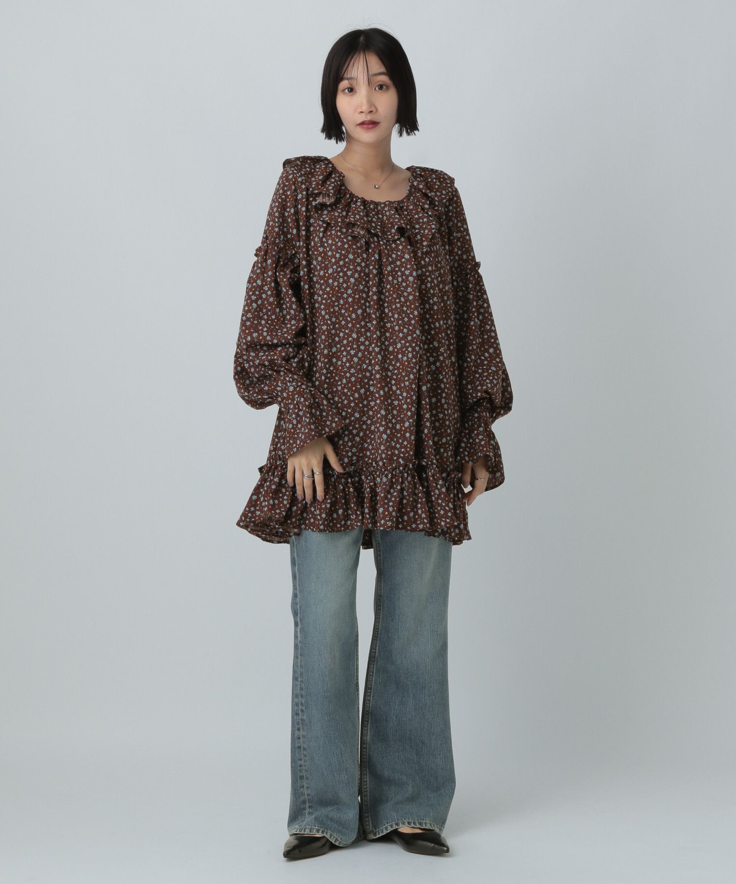 LOWRYS FARM「アソートフリルチュニックブラウス」|ワンピース|ﾌﾞﾗｳﾝﾊﾅ