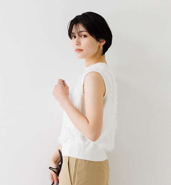 Rouge vif「フリンジニットノースリーブプルオーバー」|ニット・セーター|