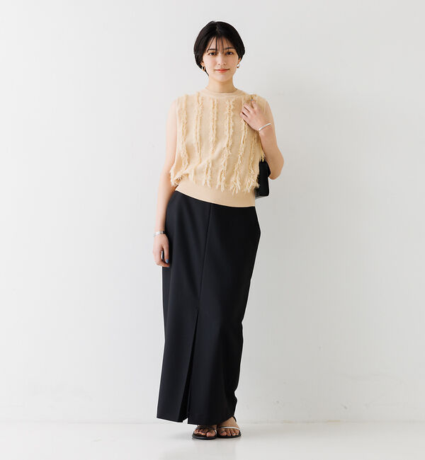 Rouge vif「フリンジニットノースリーブプルオーバー」|ニット・セーター|