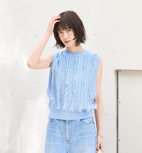 Rouge vif「フリンジニットノースリーブプルオーバー」|ニット・セーター|