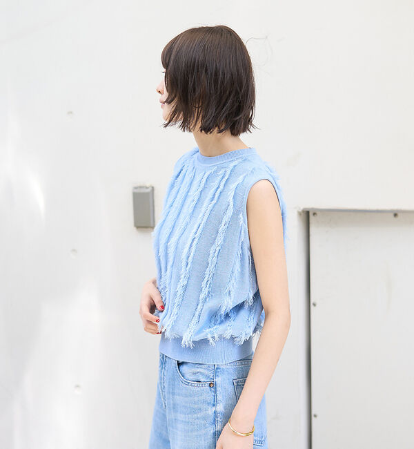 Rouge vif「フリンジニットノースリーブプルオーバー」|ニット・セーター|