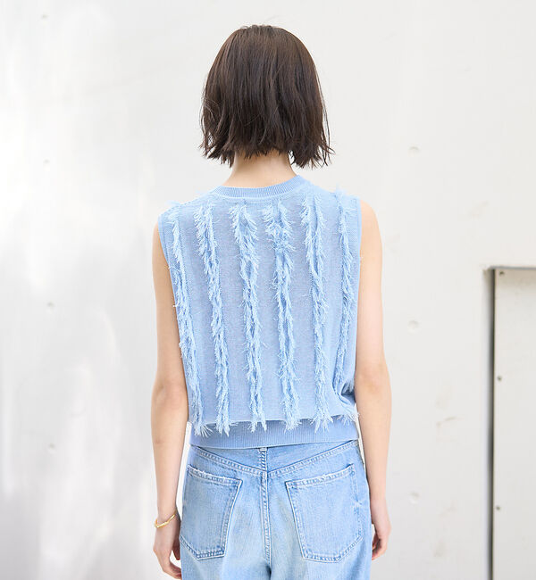 Rouge vif「フリンジニットノースリーブプルオーバー」|ニット・セーター|