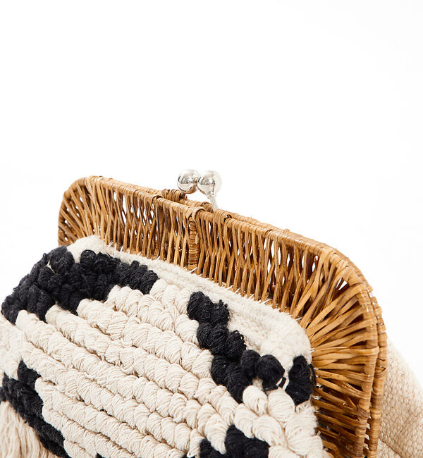 Rouge vif「【Swaraj/スワラージ】ラタンフレームクラッチバッグ / フリンジ / チェ」|クラッチバッグ|