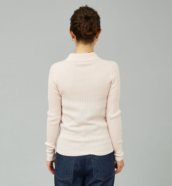 Rouge vif「シルク混ワイドリブポロニット」|ニット・セーター|