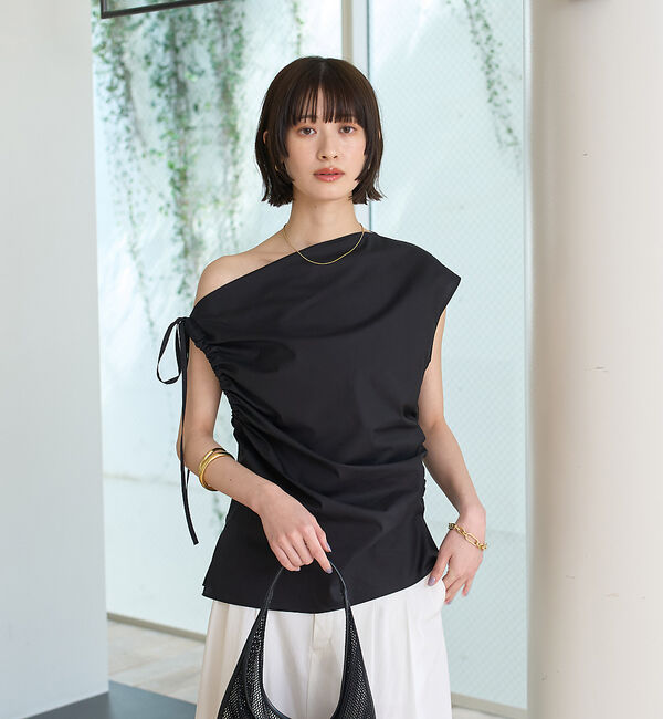 Rouge vif「ギャザーアシンメトリーブラウス」|シャツ・ブラウス|