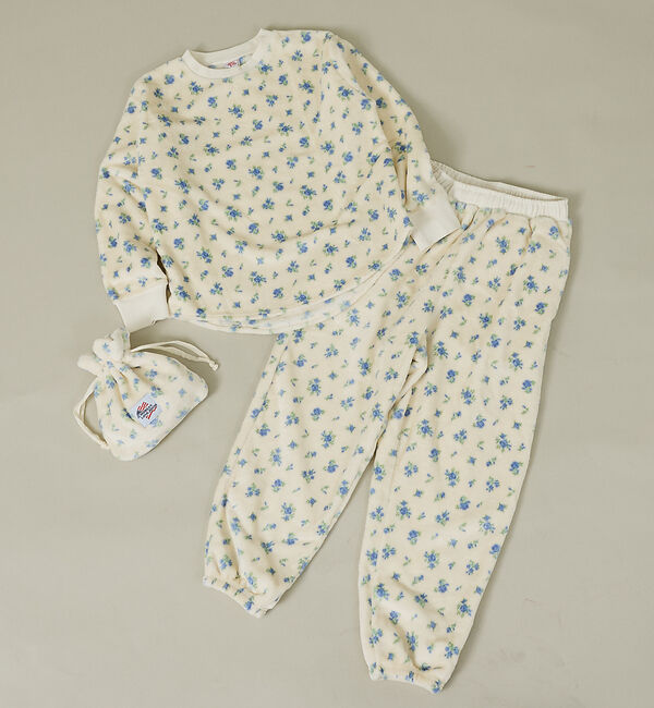 Rouge vif「【JEMORGAN / ジェーイーモーガン】フリース花柄長袖＆パンツ＆巾着3点セ」|スウェット・ジャージ|