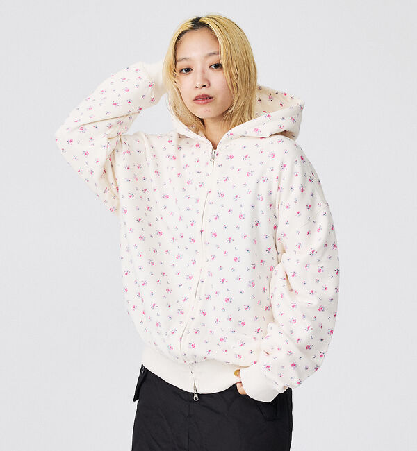 Rouge vif「【JEMORGAN/ジェーイーモーガン】ガーゼ裏毛花柄フルジップパーカー/JF6」|パーカー|