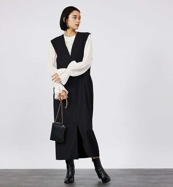 qualite「ウールトロVネックワンピース」|ワンピース|