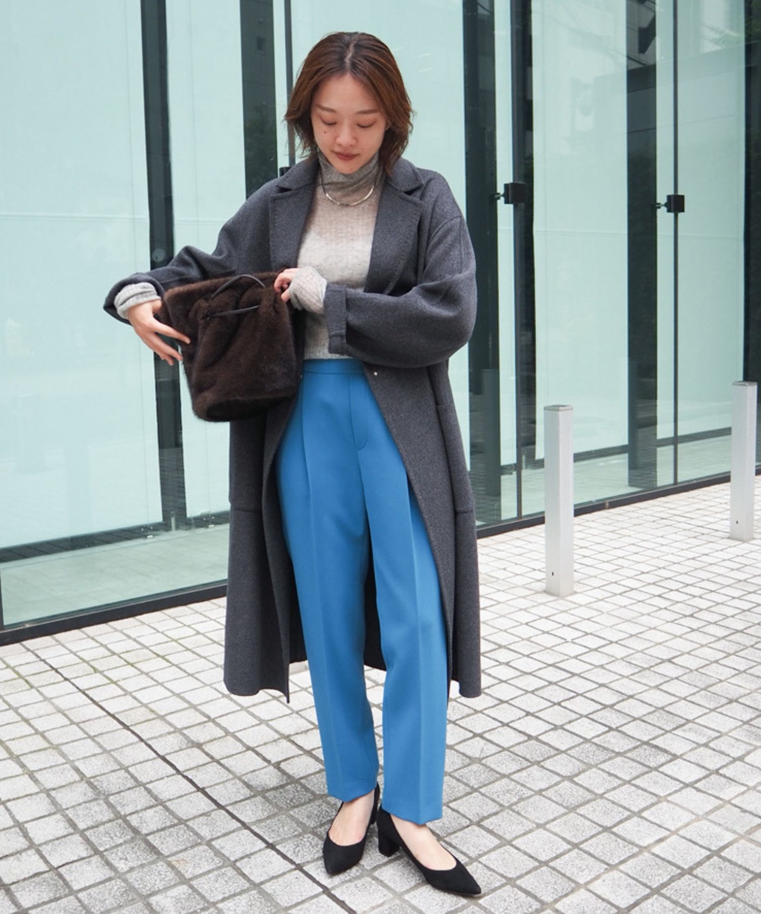 qualite「【ブルー】ダブルクロスセンタープレスパンツ」|その他|