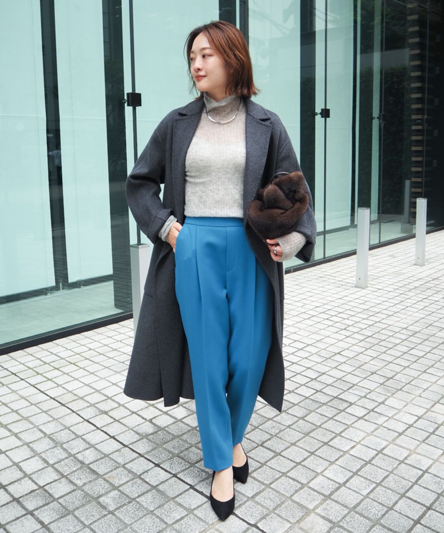 qualite「【ブルー】ダブルクロスセンタープレスパンツ」|その他|