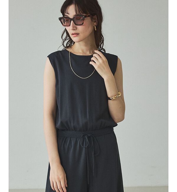 qualite「【接触冷感】レーヨンストレッチオールインワン【予約】」|オールインワン|チャコールグレー