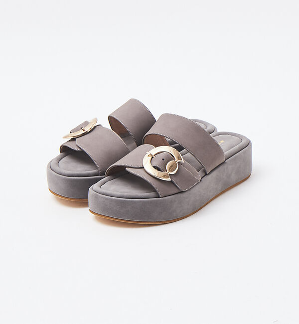 AU BANNISTER「メタルバックル厚底サンダル」|サンダル|グレー