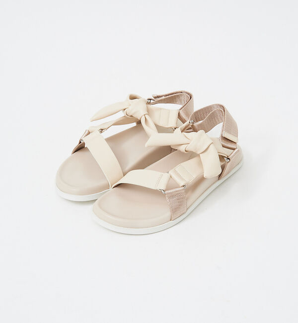 AU BANNISTER「【WEB限定】軽量/厚底 リボン スポーツ サンダル」|サンダル|ピンクベージュ