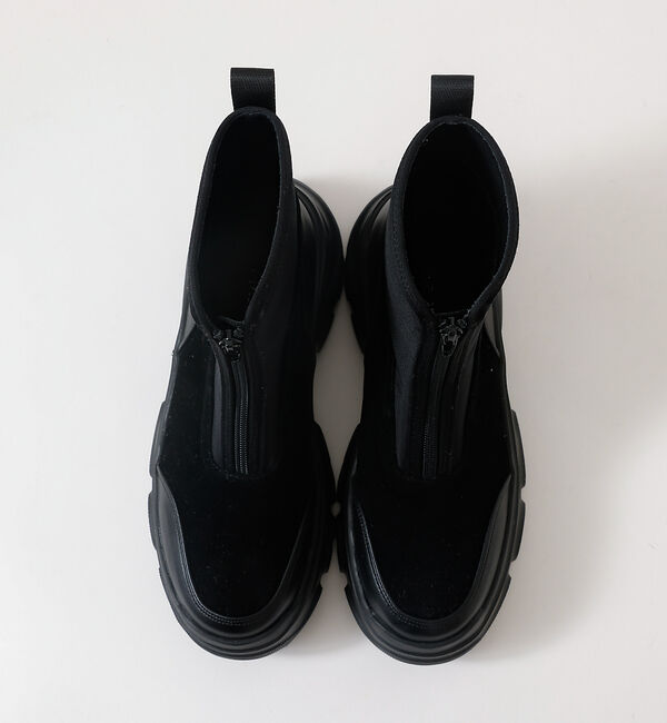 AU BANNISTER「【LAROUTE/軽量】フロントジップ 厚底ブーツ」|ショートブーツ|