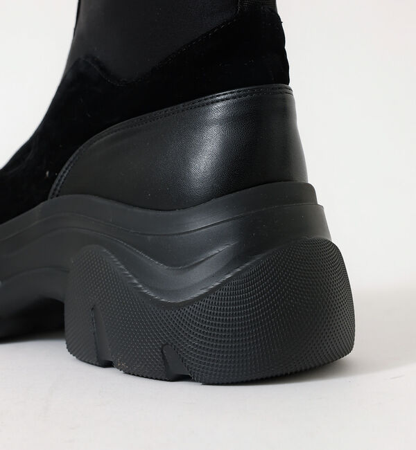 AU BANNISTER「【LAROUTE/軽量】フロントジップ 厚底ブーツ」|ショートブーツ|