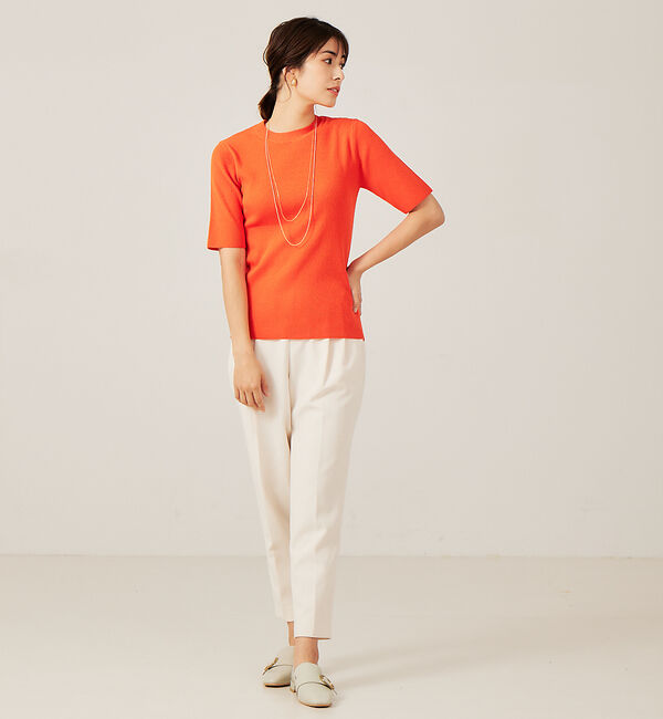 abahouse mavie「ポリエステル5分袖リブプルオーバー」|Tシャツ・カットソー|