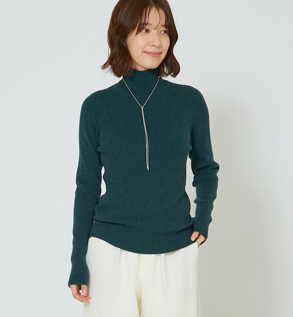 abahouse mavie「ストレッチリブハイネックプルオーバー」|ニット・セーター|ダークグリーン
