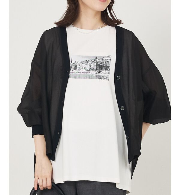 abahouse mavie「シアーシャツカーディガン」|カーディガン|ブラック