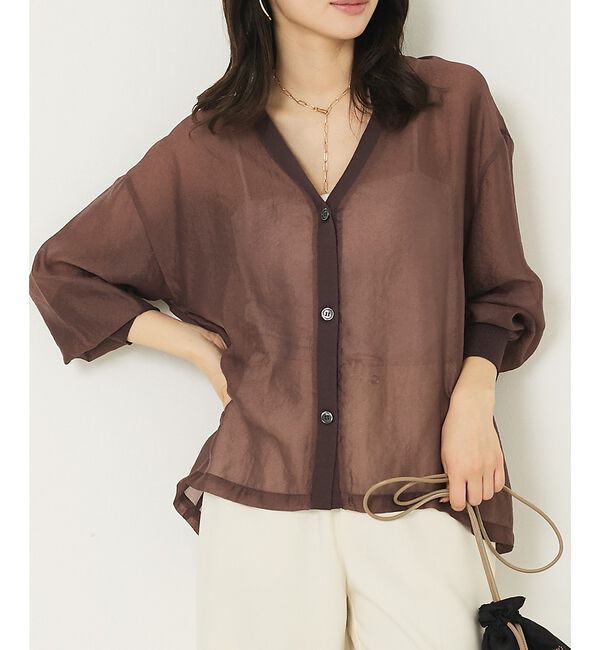 abahouse mavie「シアーシャツカーディガン」|カーディガン|ブラウン