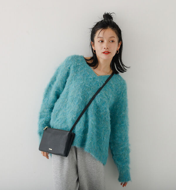 abahouse mavie「ブラッシュドVネックニット」|ニット・セーター|