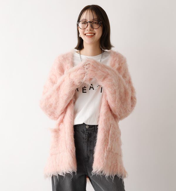 abahouse mavie「【スタッフ人気No1】シャギー起毛カーディガン/ニット/軽量/ガーリー/ふわふわ」|カーディガン|